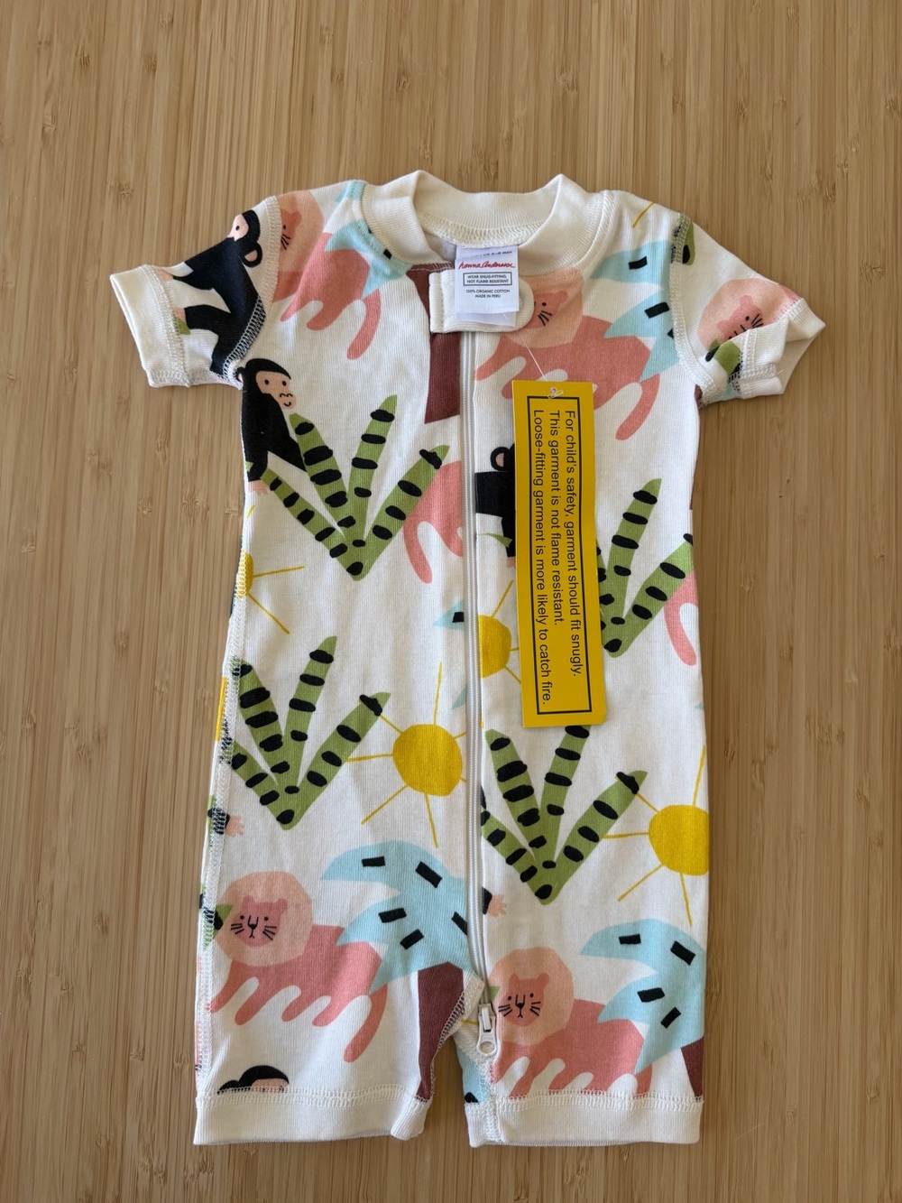 Hanna Andersson Shortie Sleeper Size 3-6M PJ Organic Baby Girl Jams NWT Lion Zoo